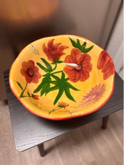 Ceramic Floral Bowl - (New)