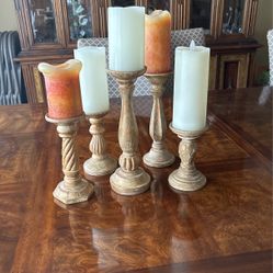 Set of five candleholders