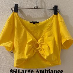 $5| Large| Ambiance Yellow Crop Top
