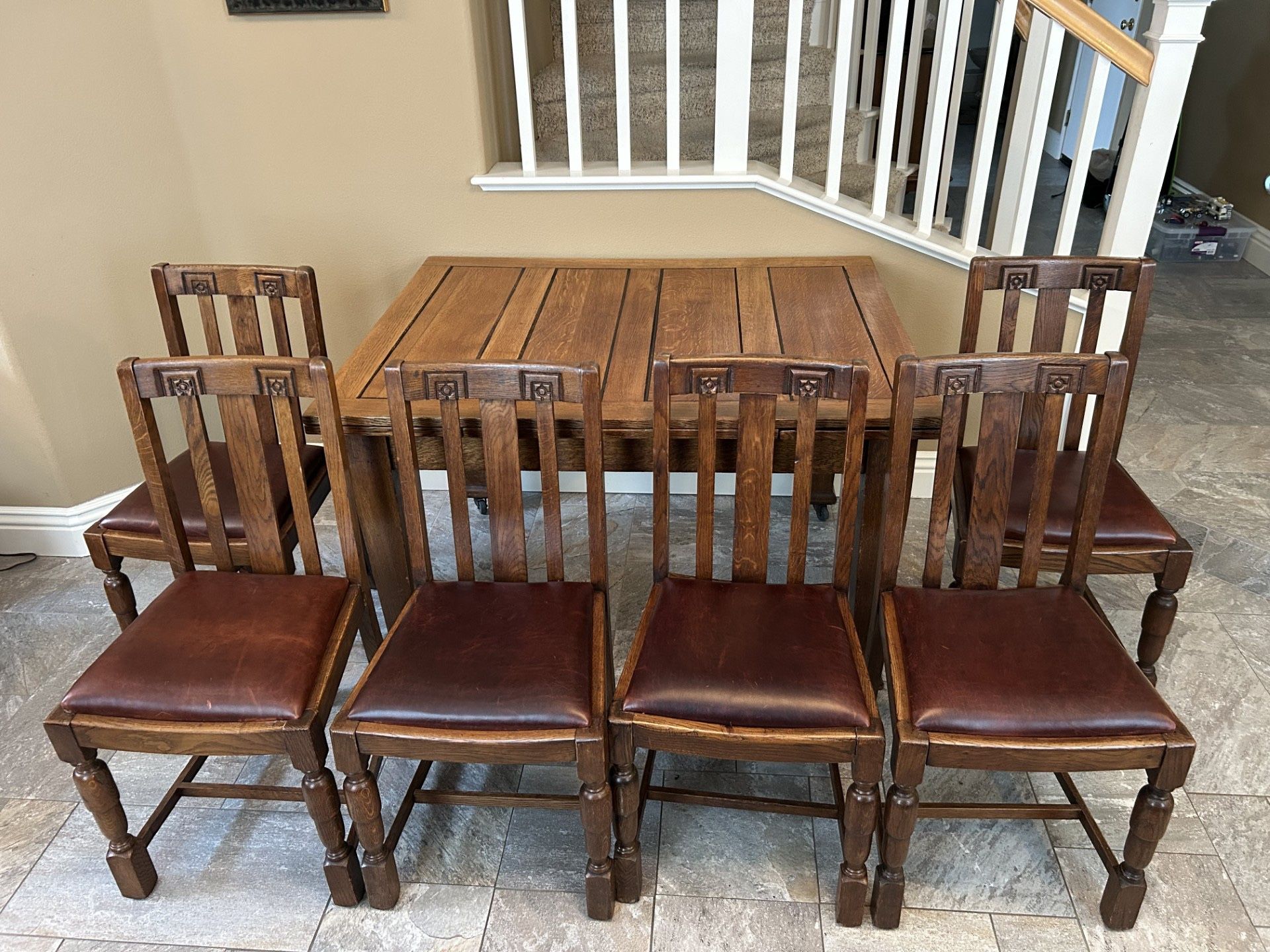 Antique Oak Table And 6 Chairs