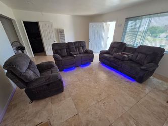 Brand New 3 Pcs Sofa, Love & Chair Power Recliners W/ LED Light $1599