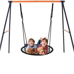 Kids Web Swing Set - 40" Spider Net Tree Swing and Metal Swing Frame Stand Swing Playset for Backyard Playground Kids Play

Fun