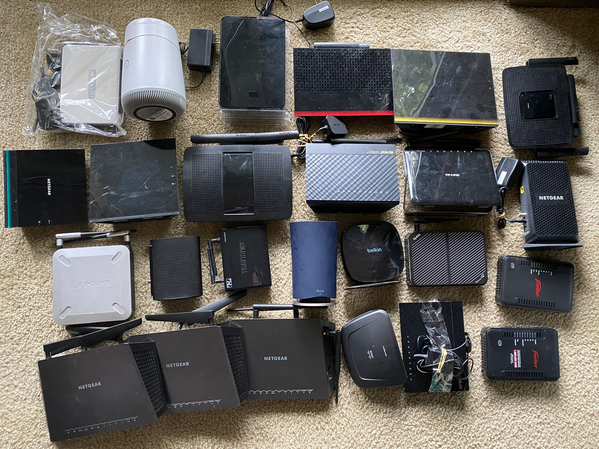 Large Untested As Is Wifi Router Modem Lot