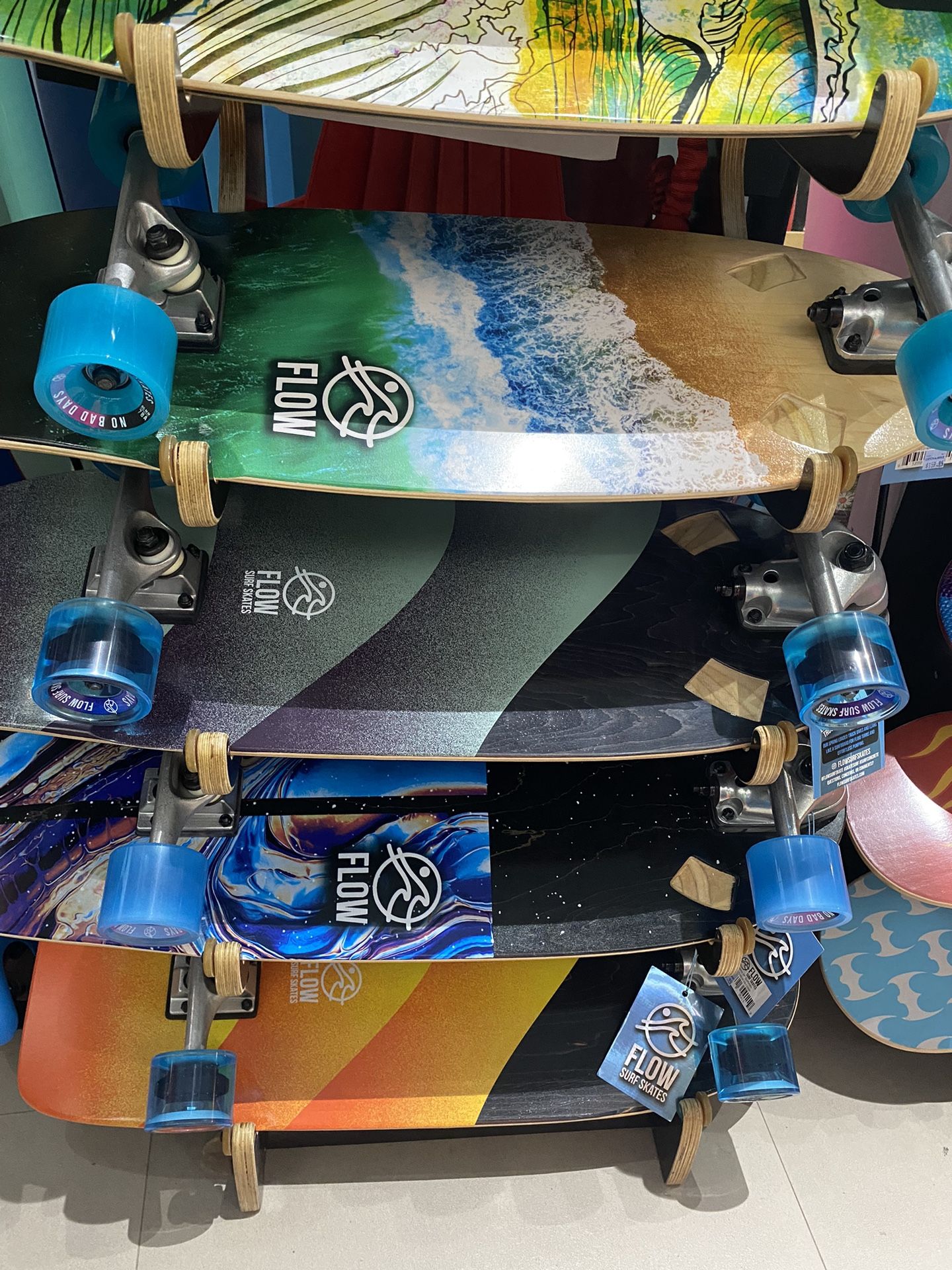 FLOW Surf Skates Stub 29 Surf Skateboard - 32" Maple Deck, Carving Truck, 69mm Wheels