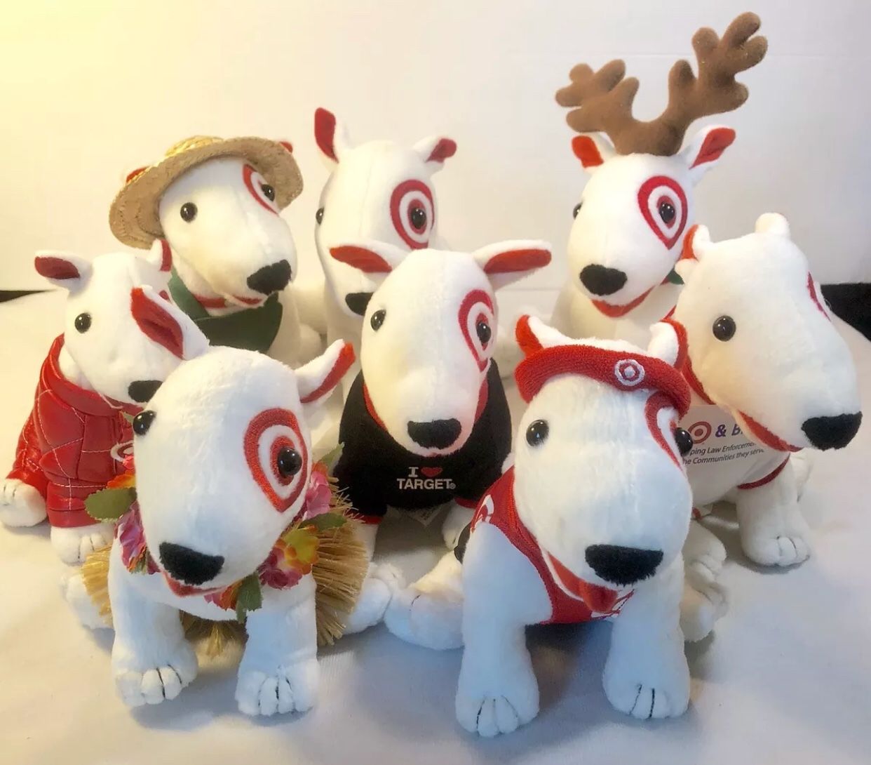 Lot of 8 Target BULLSEYE Dog Plush Stuffed Animals RARE SET! SEE DESCRIPTION!