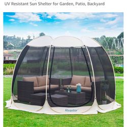 Screen Gazebo, Pop Up Igloo Screened Canopy Tent with Mosquito Netting Sides, Instant UV Resistant Sun Shelter for Garden, Patio,