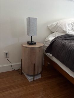 2 Modern round wooden side table with metal legs