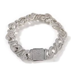 Iced Out 12mm Baguette Infinity Miami Cuban Link Bracelet. Zirconia Stones