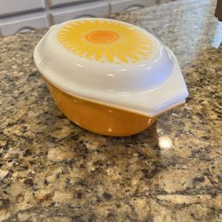 Vintage PYREX Sunflower Orange Daisy Set
