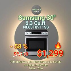 🔥New Samsung - 6.3 cu. ft. Slide-in Induction Range with Smart Dial, WiFi & Air Fry - Stainless Steel  NE63T8911SS