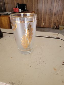 Vintage Gold Leaf Barware Glass Set – Mid Century Modern – 12 Pieces