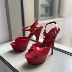Red Leather Platform Heels