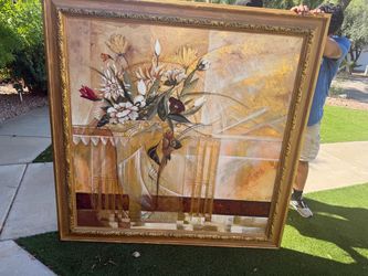 Large Framed Floral Still Life Painting