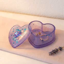 Purple Resin Heart-Shaped Jewelry Box