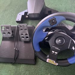 ogitech Driving Force Feedback E-UC2 Steering Wheel PS2/PS3/PC w/ Power Supply