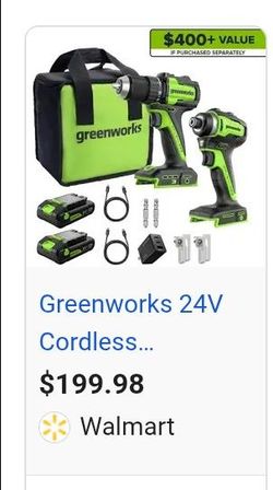 GREENWORKS  24 VT  CORDLESS  A DRILL SET