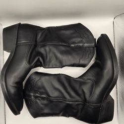Steve Madden Blk Leather Boots Sz 9.5 Women
