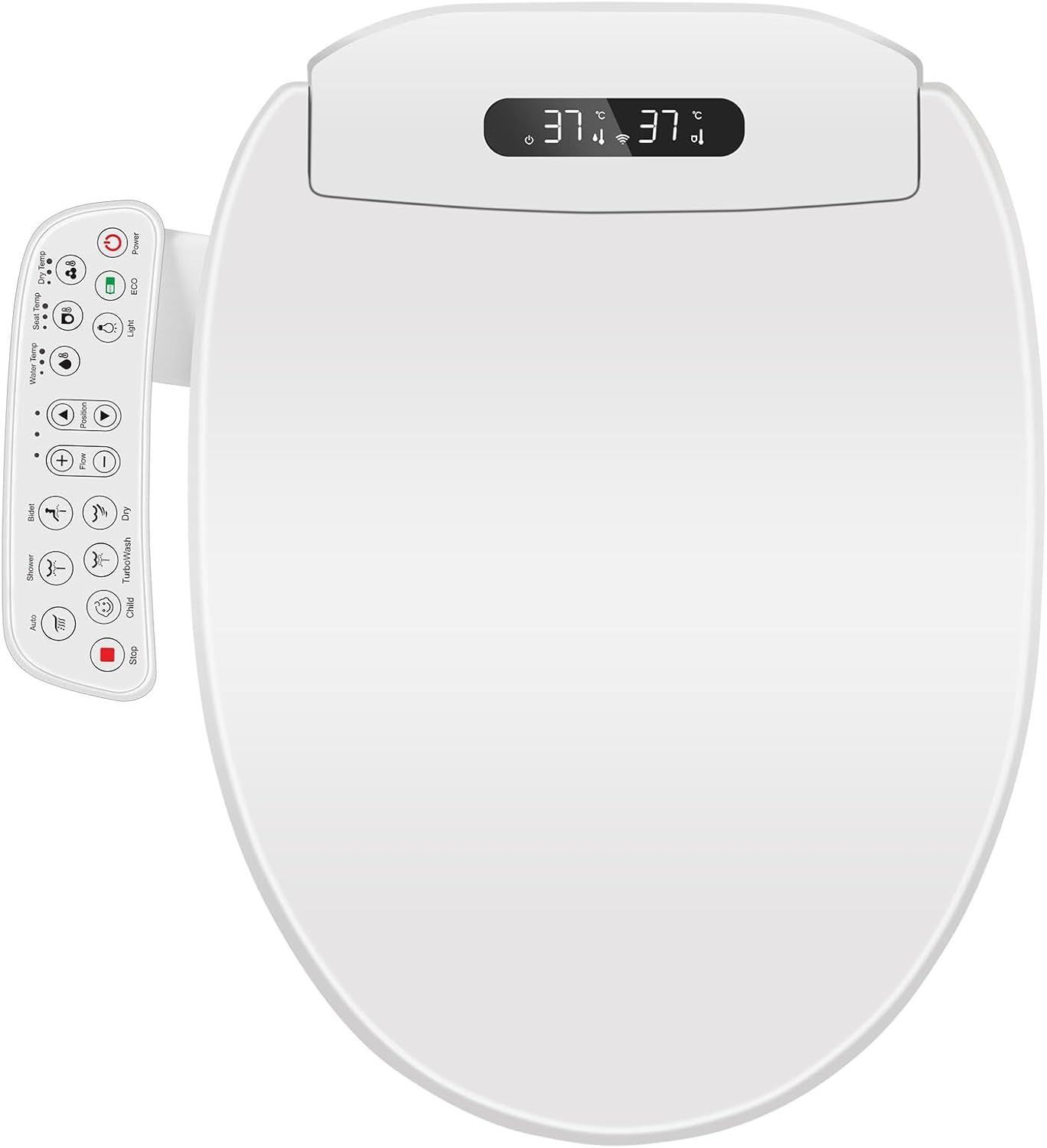 Brand New Electric Bidet Toilet Seat Elongated with Heated Seat, Warm Air Dryer, Endless Warm Water, Oscillating and Pulsating Spray Wash, Stainless S