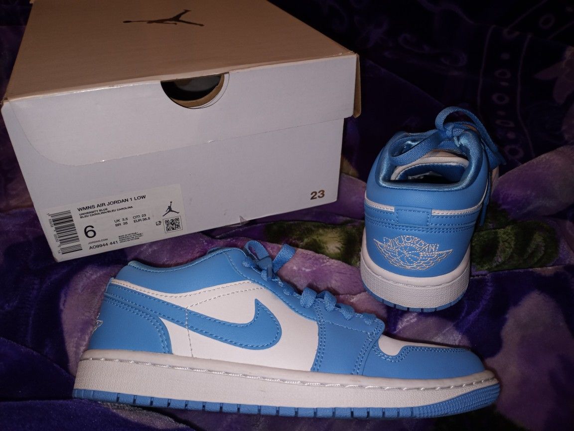 Womens Air Jordan's 1 Low University Blue Sz 6 Womens Wore 1 VJ W/Box 