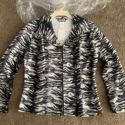 Brand New White Tiger Skirt And Jacket/Shirt Sz L