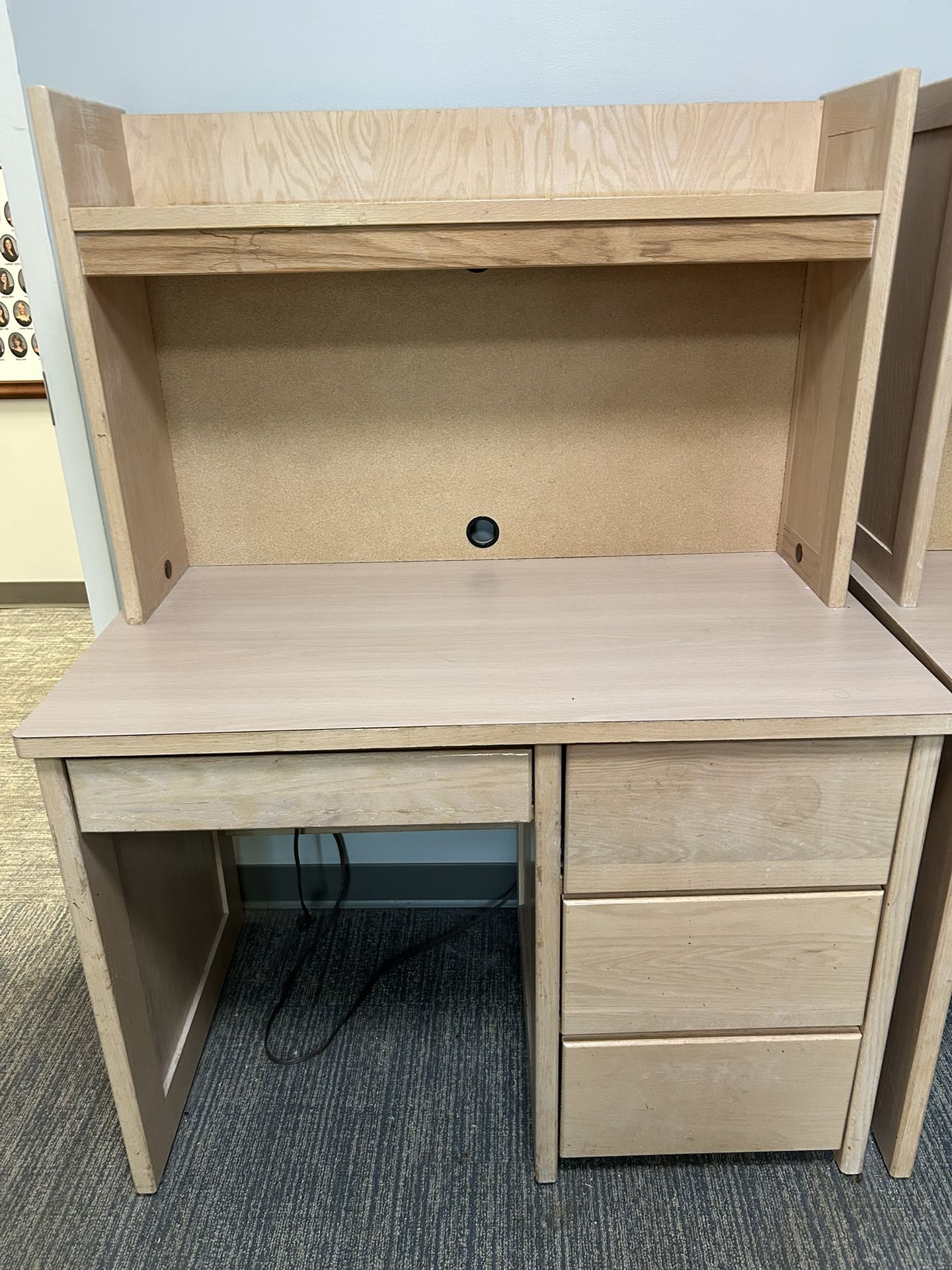 Desk with Hutch and Overhead Light