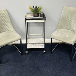 2 Gray Velvet Dining Chairs