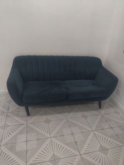 Navy Blue Velvet Couch 