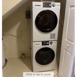 🔥NEW GE 24” 2.4 Cu. Ft. High Efficiency Stackable Front Load Washer w Steam & Electric Dryer Set  WARRANTY