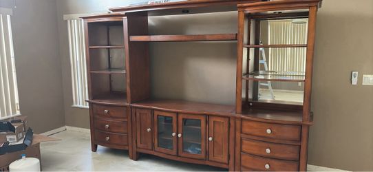 Large Wood Entertainment Center Wall Unit