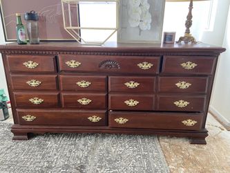 Vintage Wooden Dresser with Brass Hardware - $175