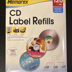 Memorex CD Label Refills 120-Pack White Matte 3-in-1 Function Inkjet Laser NEW