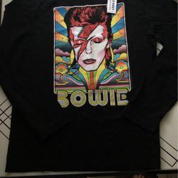 NEW, David Bowie Black Long Sleeve Tee Sz 10-12