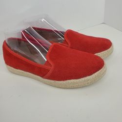 Clarks Espradilles 8M Shoes Red Rouge Suede Slip Ons Flats Loafers Azella Major 