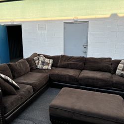 sectional + ottoman + decorative pillows