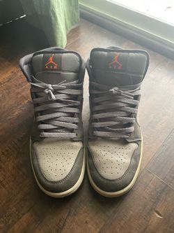 Air Jordan 1 Mid Grey High-Top Sneakers