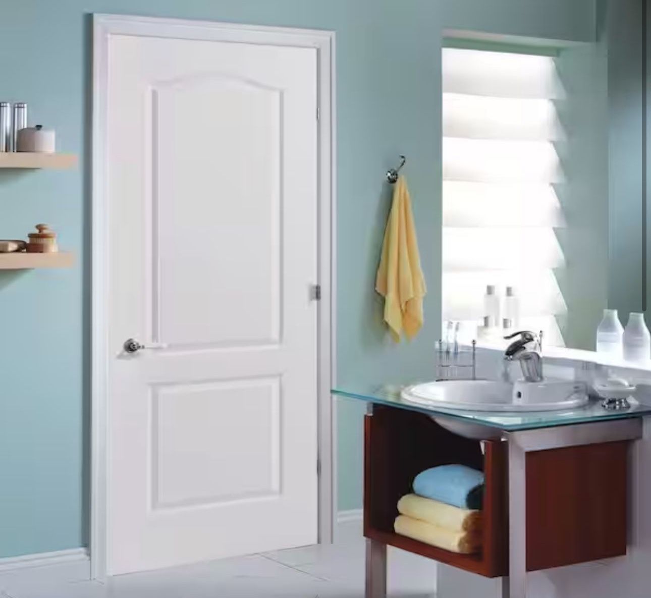 Masonite 30 in. x 80 in. 2 Panel Arch Top Solid Core Textured Primed Composite Single Prehung Interior Door