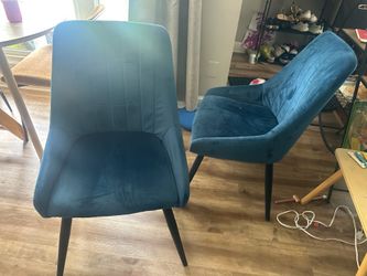 Blue upholstered chairs (2)