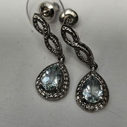 Genuine Aquamarine Earrings 
