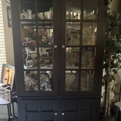 Curio Cabinet/China Hutch Dark Cherry Wood