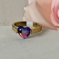 Stainless Steel Heart Ring, Size 8