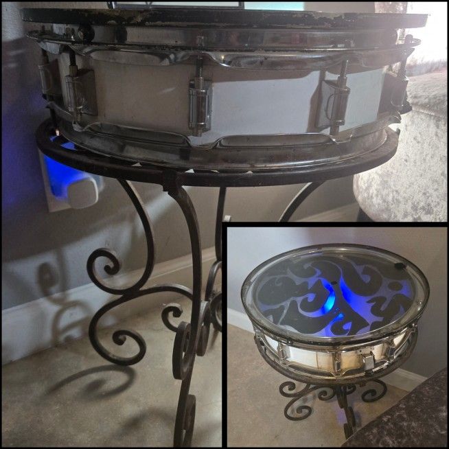 Small "Drum" Table w/glass Top