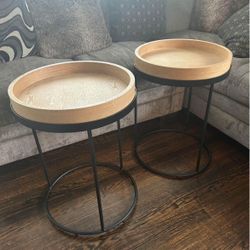 Wood & Steel Accent Side Tables