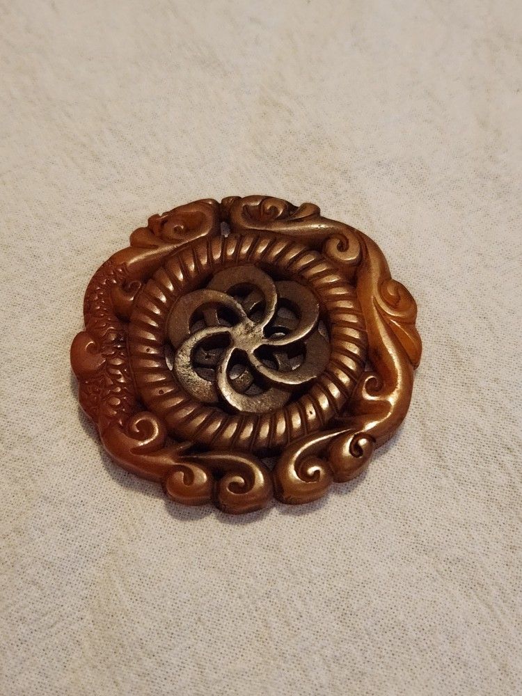 Antique Vintage Chinese Hand-carved Nephrite Jade Statue / Pendant. Type A. Perfect Condition! Measures approximately 2." diameter. Weighs .75 oun