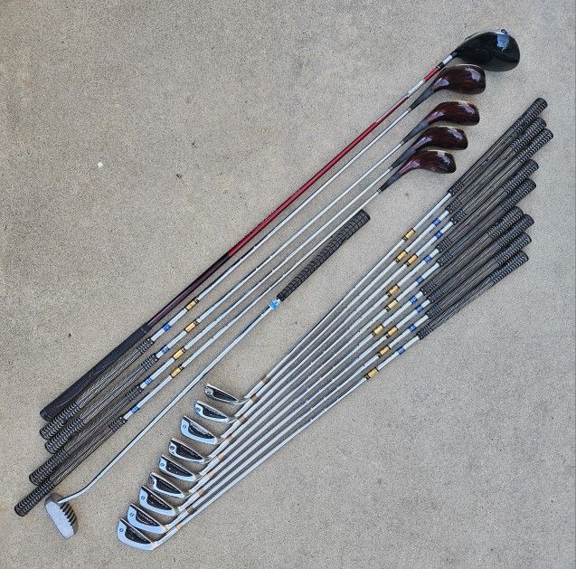 15 PIECE LEFT HAND GOLF CLUB SET SPALDING TITLEIST GOLF BAG