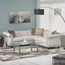 Fabric Tufted Chesterfield Sectional