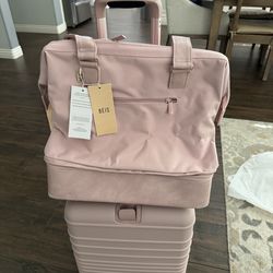 New with Tags BEIS Carry-On Roller & Mini Weekender in atlas pink