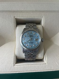 Rolex Datejust Diamond Dial Blue Mother Of Pearl Fluted Jubilee 36mm