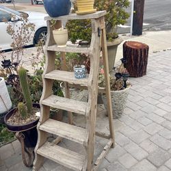 Wood Laddered Plant Stand