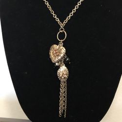 Vintage Noblesse Collection 2003 Necklace With 2 Lockets Tassel And Earrings Set