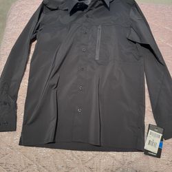 Nwt Mens Dickies Medium Grey 4 Way Flex Fabric Long Sleeve Button Up Shirt 